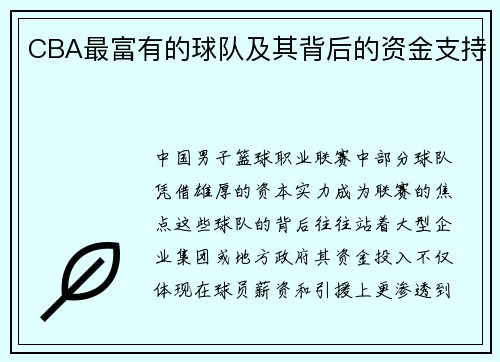 CBA最富有的球队及其背后的资金支持